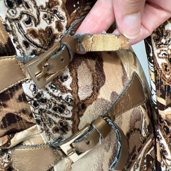 Cache Faux Wrap Long Sleeve Stretch Blouse Animal Paisley Print - Picture 3 of 9